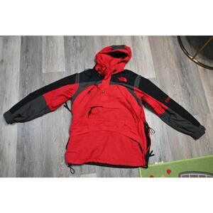 The North Face Vintage Anorak Jacket Mens Medium Red Black Hooded Pullover